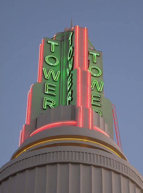 The Tower Tower Vintage Neon Signs Art Deco Architecture Tower