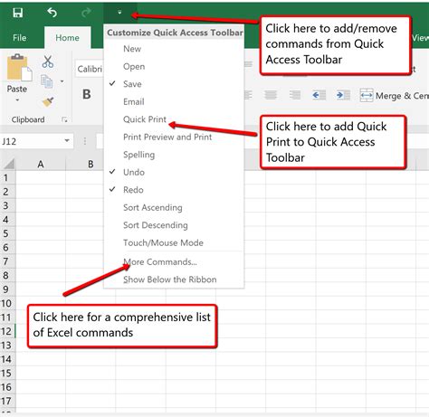 Customizing The Quick Access Toolbar In Microsoft Excel Word And