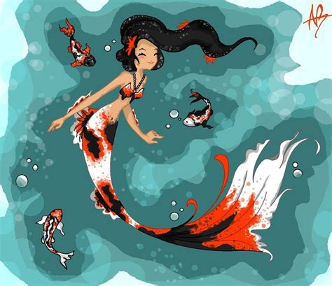 Koi Mermaid Artwork Mermaid Drawings Siren Mermaid Mermaid Tale