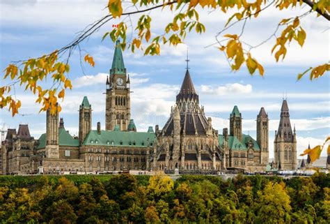 Canadian Parliament Buildings In Autumn Ottawa Canada Stock Photo