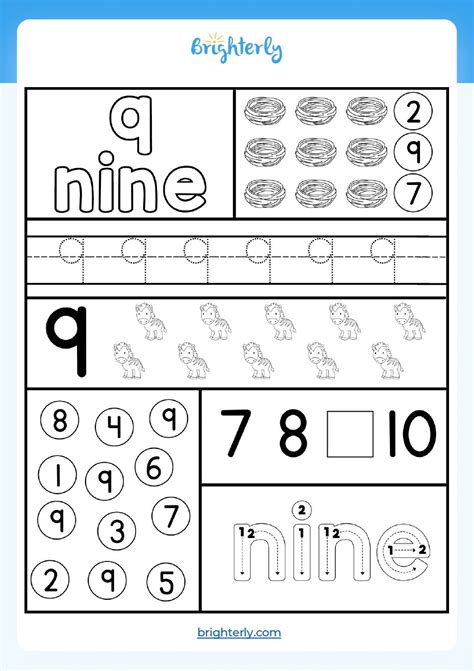 Free Printable Number 9 Nine Worksheets For Kids Pdfs Brighterly