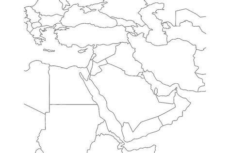 17 Blank Maps of the United States and Other Countries | Middle east