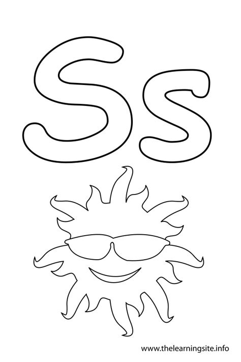 Letter S Flashcard Sun The Learning Site