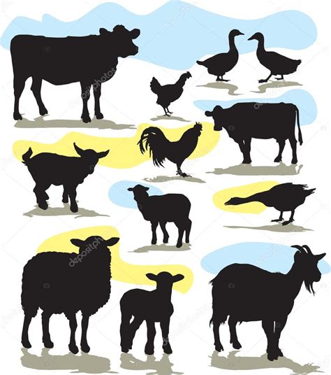 Set Vector Farm Animals Silhouettes — Stock Vector © Milyana 12852120