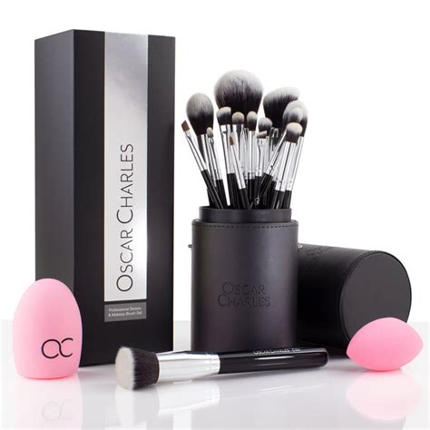Oscar Charles Luxe Professional Makeup Artist Brush Set Silverblack