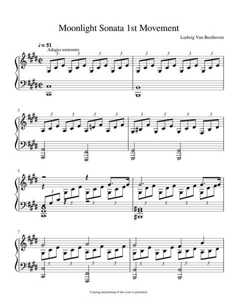Moonlight sonata easy piano by ludwig van beethoven 1770 1827. Opus 27 No 2 Moonlight Sonata 1st movement sheet music for Piano download free in PDF or MIDI