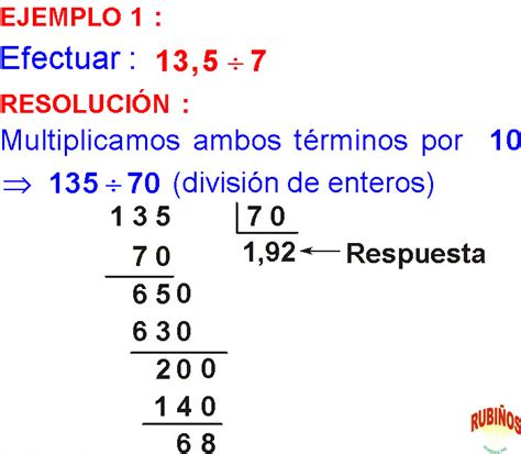 Division De Un Decimal Entre Un Natural Ejemplos Y Ejercicios Resueltos