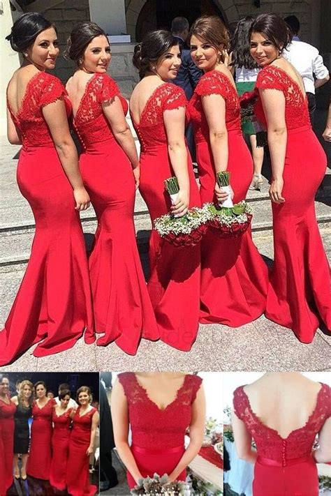 Red Lace Bridesmaid Dresses