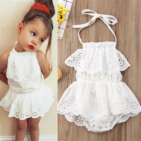 Cute Newborn Kids Baby Girl Infant White Lace Romper Dress Jumpsuit