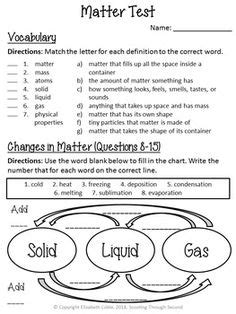 Free printable phases of matter worksheets