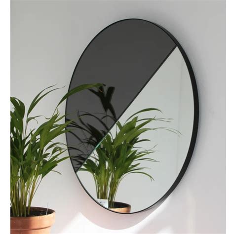 Orbis Dualis™ Mixed Tint Black Silver Customisable Round Mirror