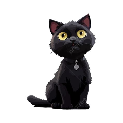 Realistic Black Cat Cartoon Sticker Vector Black Cat Cat Cartoon
