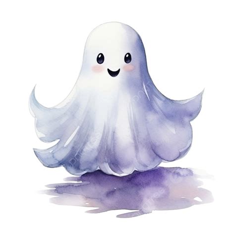 Cute Character Ghost Watercolor Illustration For Halloween Cute