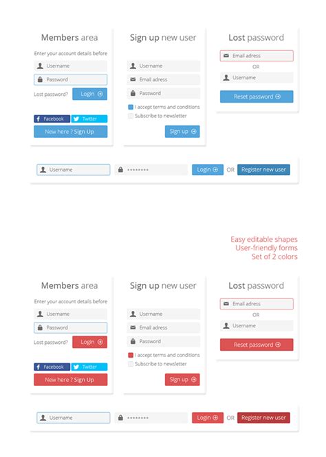 Flat Login And Register Forms On Behance