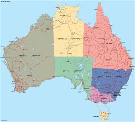 Australia Political Map Eps Illustrator Map Vector Maps
