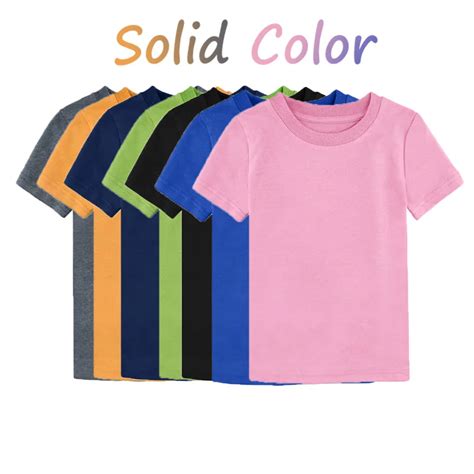 Toddler Kids Heavyweight Cotton T Shirt Solid Short Sleeves Top Bebe