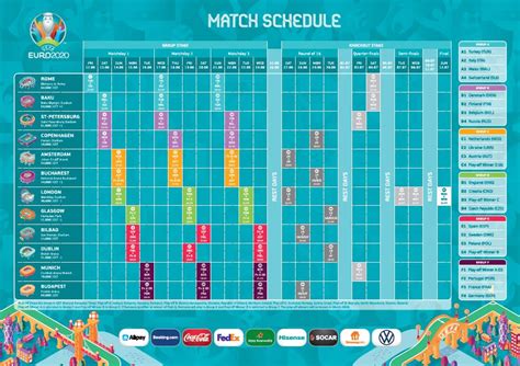 The 2020 uefa european football championship, commonly referred to as uefa euro 2020 or simply euro 2020, is scheduled to be the 16th uefa european championship, the quadrennial international men's football championship of europe organised by the. UEFA Euro 2020 Fixtures: Full Schedule, Groups, Match Date ...
