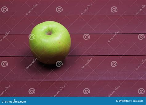 Green Apples On Old Wood Table Healthy Food Stock Image Image Of