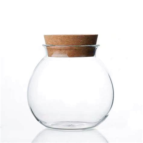 High Borosilicate Glass Jar With Cork Wood Lid Eco Friendly Handmade High Quality Wholesale