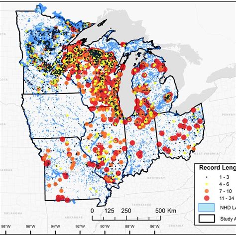 Upper Midwest States In The Us And Secchi Record Lengths Years For