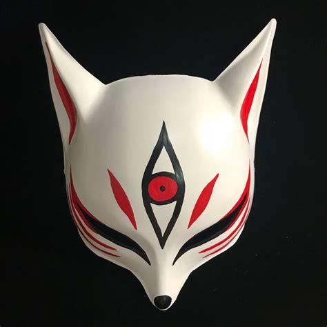 Kitsune Mask Sharp Ears Kitsune Mask The Third Eye In Red In 2020