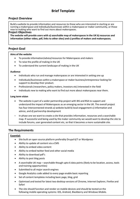 This work method statement template is used to document tasks involved in a specific task, associated hazards, and its precautionary measures. Sample Creative Brief Objectives - The Ultimate Creative ...
