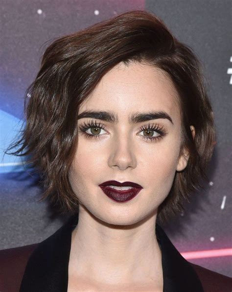 The 30 Best Celebrity Makeup Looks Of 2015 Lily Collins Hair Short