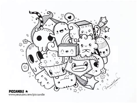 Printable cute/kawaii foods doodle coloring page for kids and adults. New video | A quick kawaii doodle by PicCandle on DeviantArt