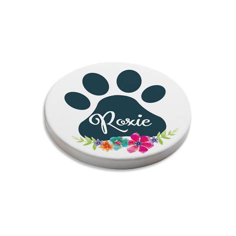 Custom Personalization Solutions Paw Print Round Car Drink Coaster for