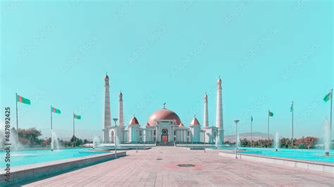 Largest Mosque In Central Asia And Main Mosque Of Turkmenistan The