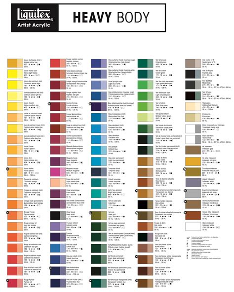 Liquitex Acrylic Paint Liquitex Color Chart