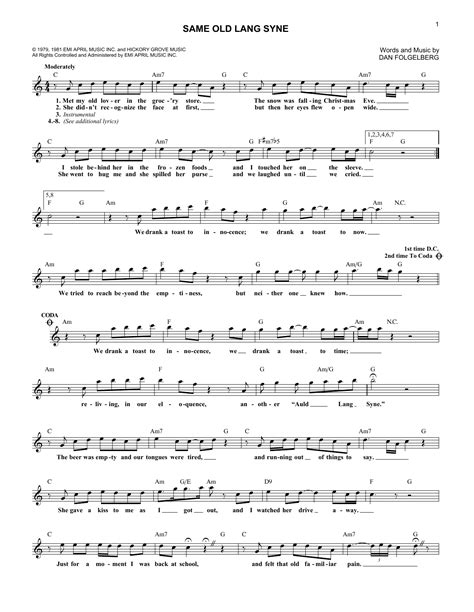 Same Old Lang Syne | Sheet Music Direct