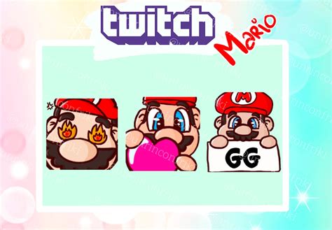 Mario Emotes For Twitch Or Discord Mario Chibi Kawaii For Etsy
