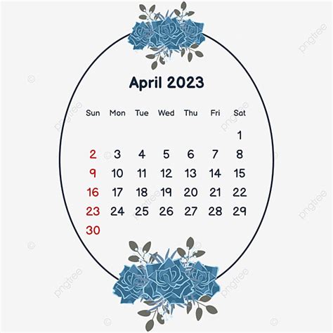 Calendar April 2023 Vector Png Images 2023 April Calendar With Flower