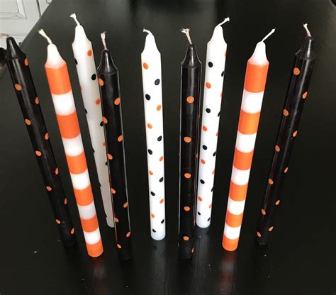 Halloween Candles Set Of 2 Tapers In Fun Halloween Polka Dots Etsy