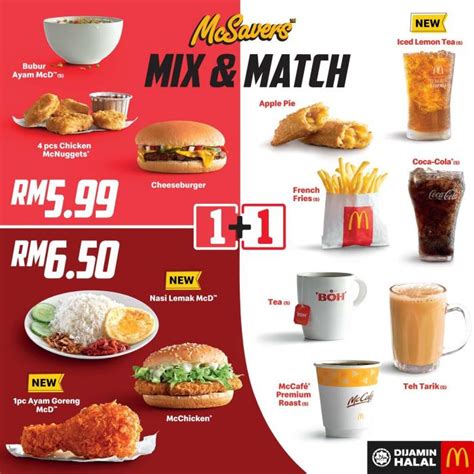 Mcd indonesia memiliki beberapa kategori menu yang ditawarkan. McDonald's McSavers Mix & Match from RM5.99