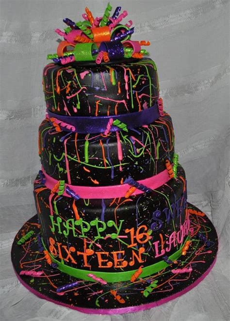Neon Paint Splatter Cake Decorated Cake By Cakesdecor