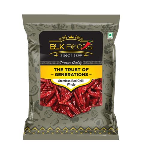 Blk Foods Daily Stemless Red Chilli Whole Lal Mirch Sabut 100g Jiomart