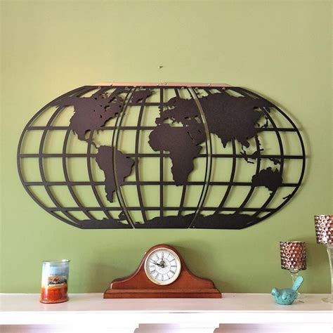 World Map Atlas Globe Metal Wall Art