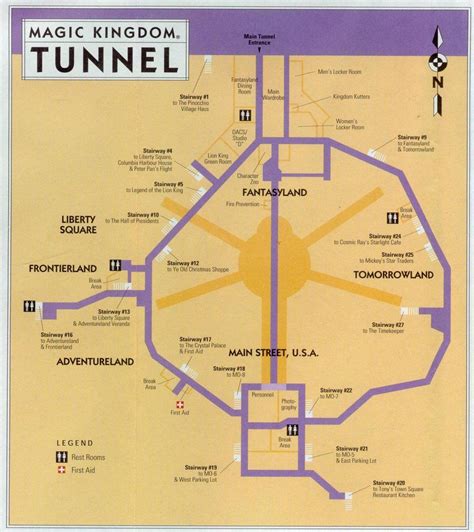 Disneys Magic Kingdom Tunnel Map For Cast Disney World Facts
