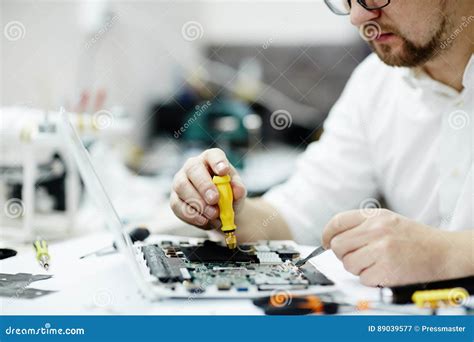 Assembling Electronic Circuit Board In Laptop Stock Image Image Of