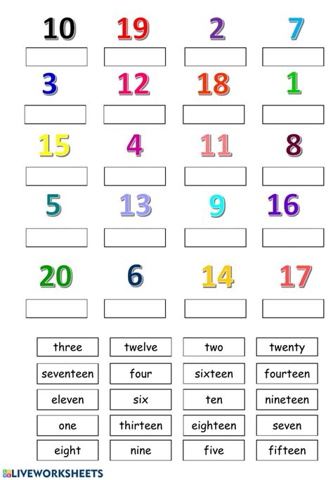 Printable Number Names 1 To 20 Worksheet Color By Number Printable