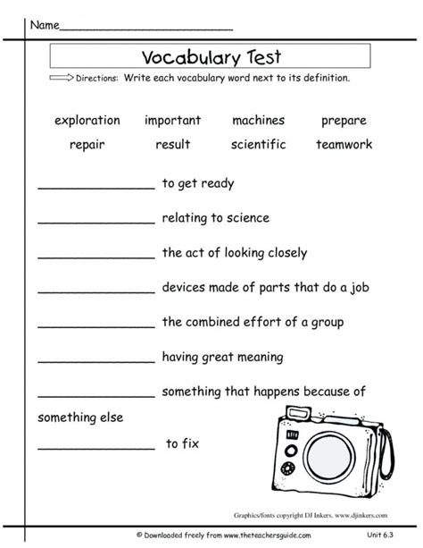 Grade 5 English Vocabulary Worksheets