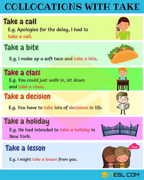 50 Common Collocations With Take With Useful Examples Eslbuzz