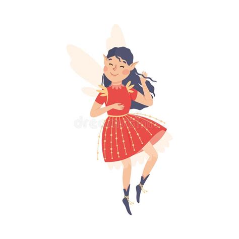 Cute Girl Fairy Flying With Wings And Smiling Vector Illustration Stock