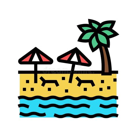 Beach Sandy Resort Color Icon Vector Illustration Stock Vector