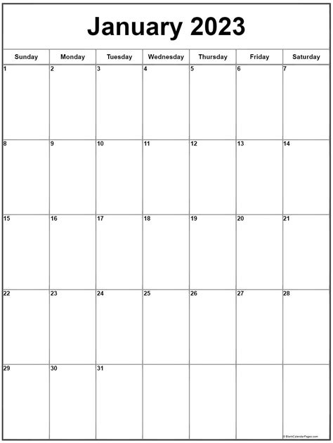 January 2023 Calendar Printable Shopmallmy