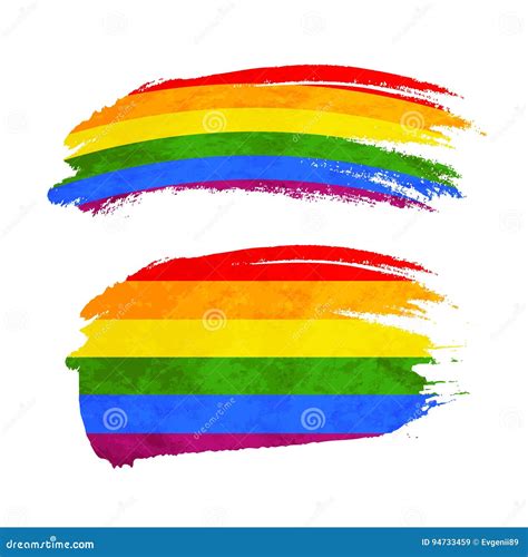 grunge brush stroke with rainbow flag lgbt community sign on white stock vector illustration