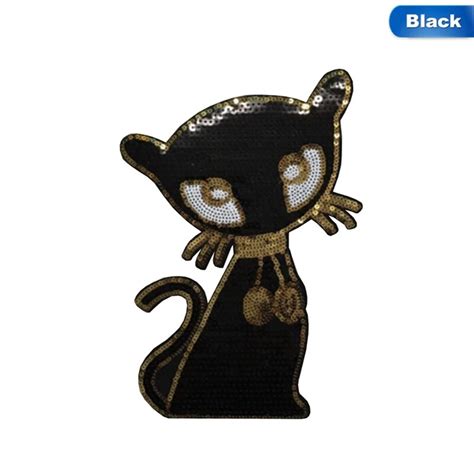 1pcs Cat Sequins Patch Sexy Pussy Applique Embroidery Iron On Patches Deal With It Stickers For