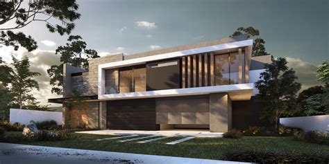 Render Arquitectura Casa Moderna 3d Max Photoshop Diseño De